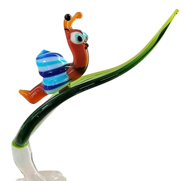 höhenverstellbarer Orchideenstab, Blatt mit Schnecke -blau-